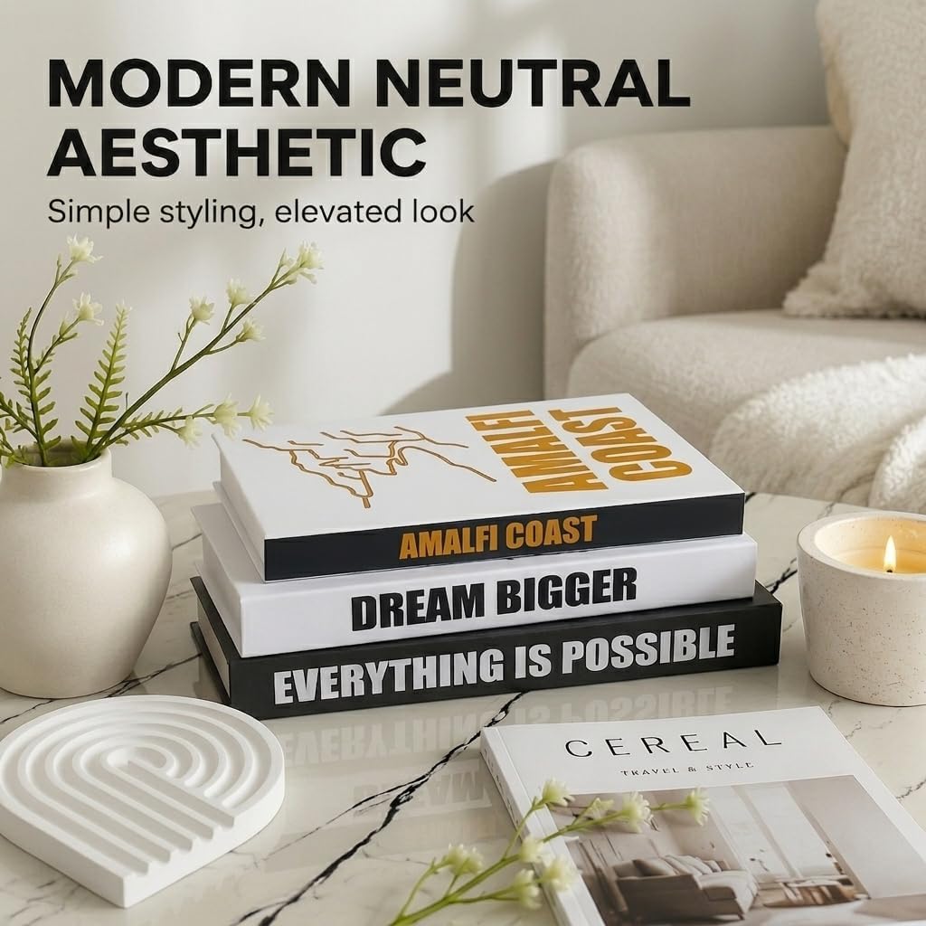 Decorative Faux Books / Black-white-white / Set of 3