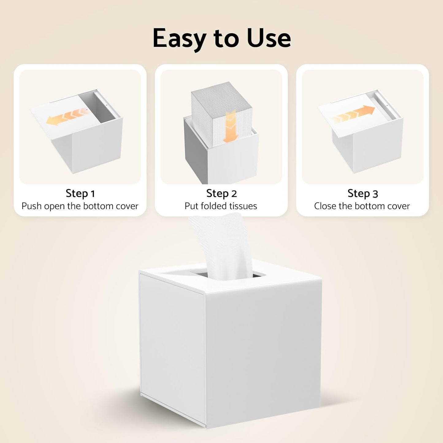 Acrylic Tissue Box Cover Decorative Square Tissue Holder Napkin Dispensert / White / 5.4 x 5.4 x 5.4