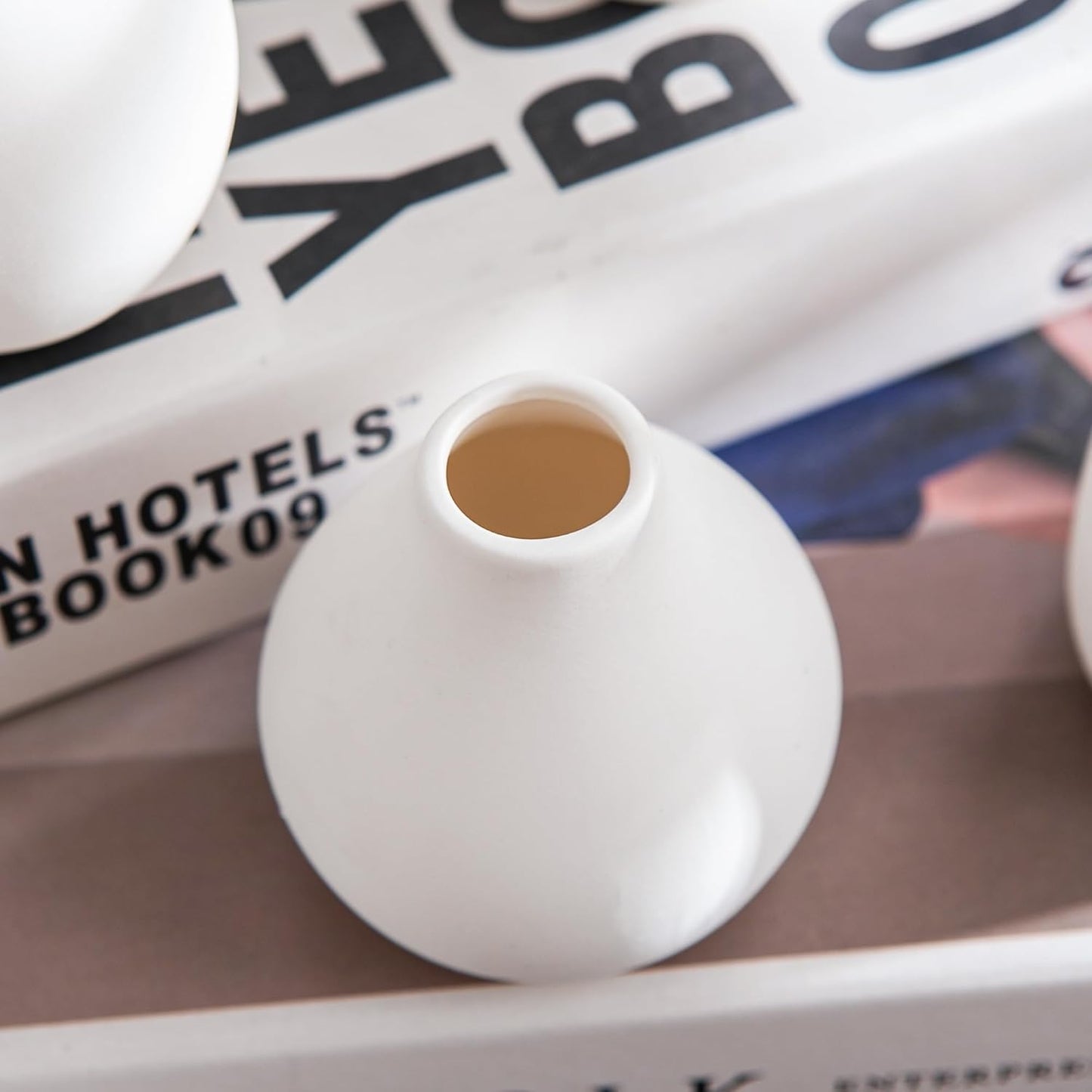Modern mini ceramic vases / White / Set of 12