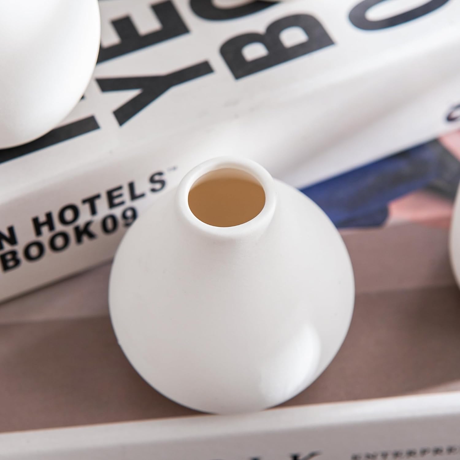 Modern mini ceramic vases / White / Set of 12