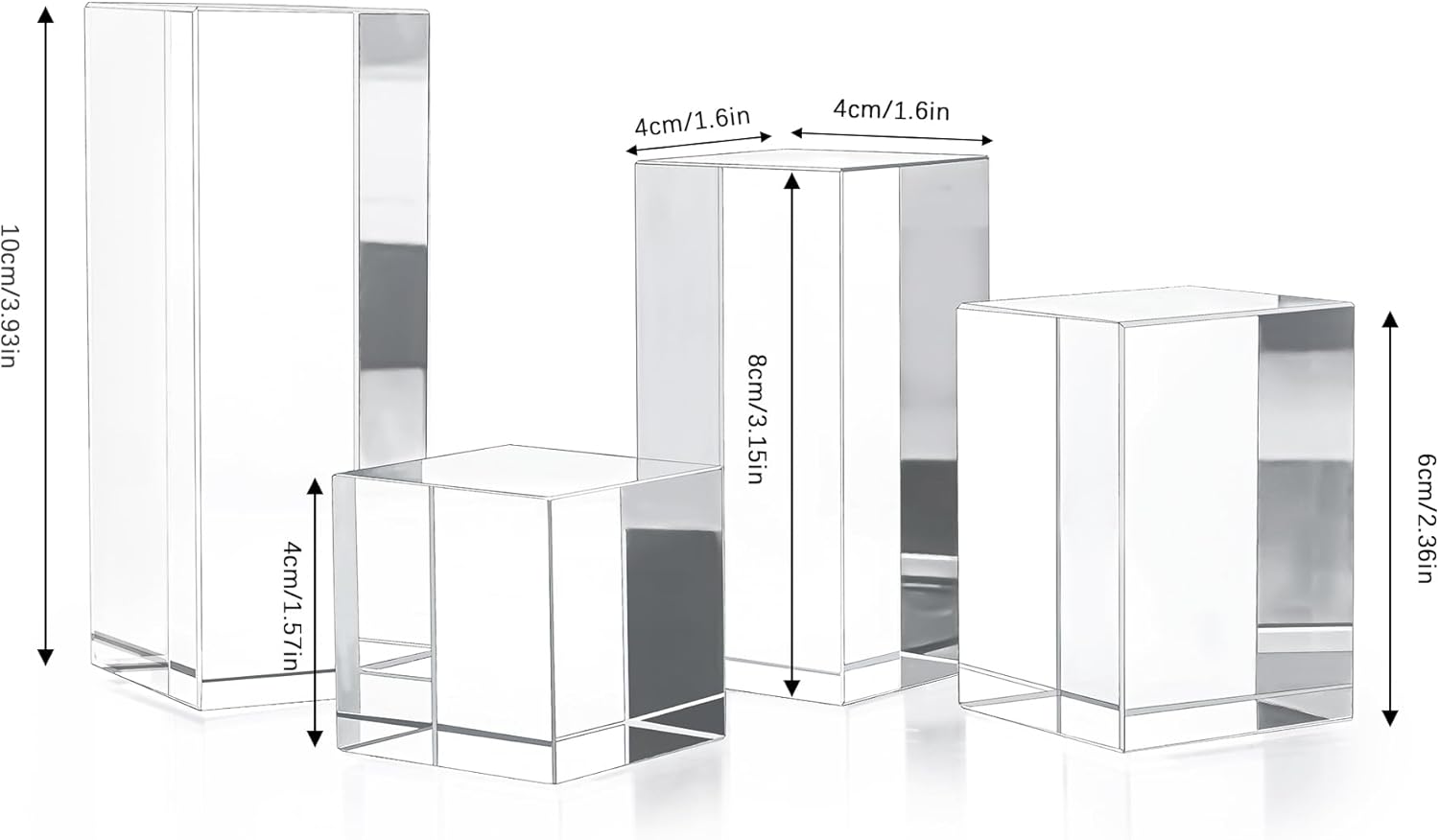 Glass Display Blocks / Block / Clear / Set of 4