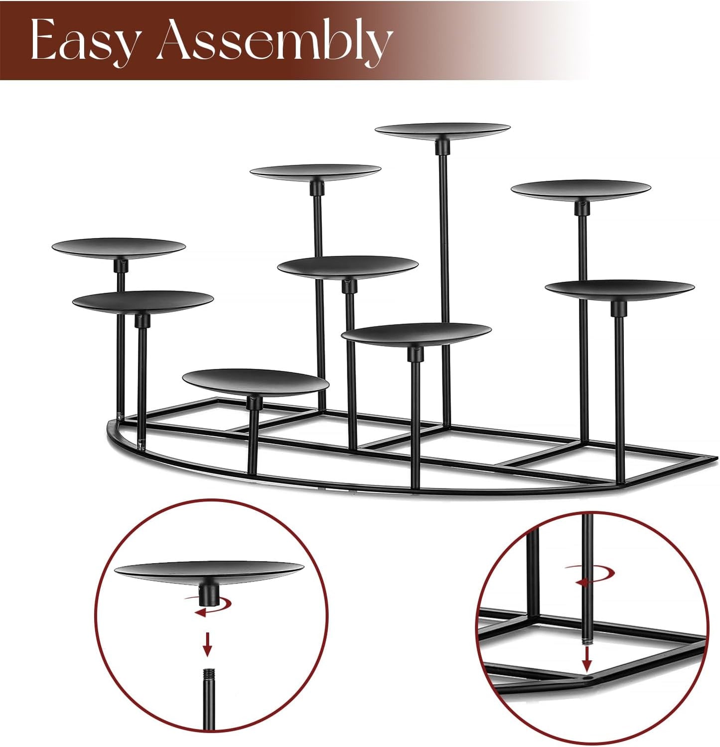 Candle Holder for Inside Fireplace, Black Metal Candelabra | Mantle Decor, Floor Candelabras, Table Centerpiece, Candle