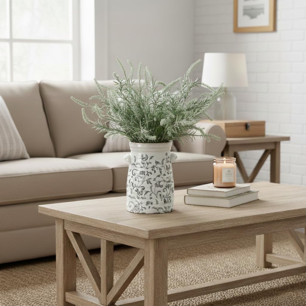 Rustic Farmhouse Vases / 17323l-gray and White / 8 Inch