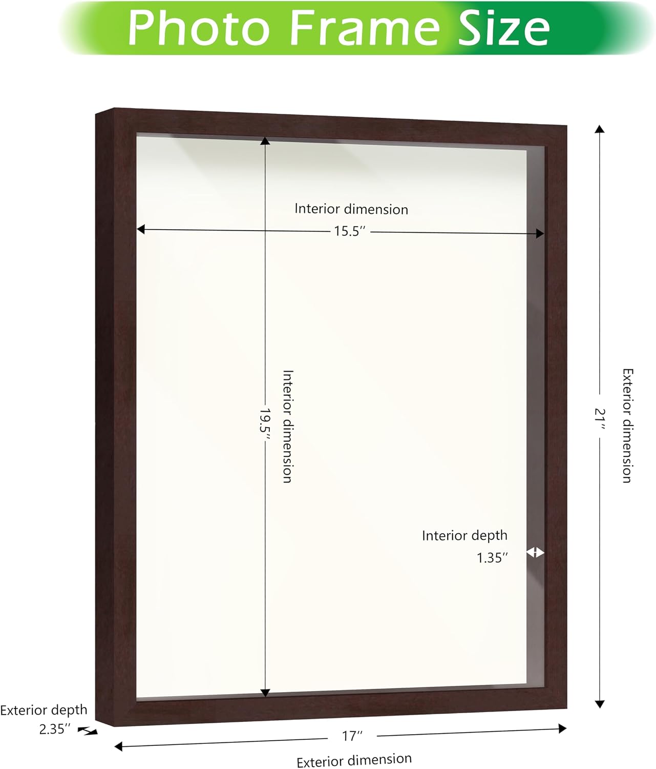 FrameWorks 16" x 20" Original Mahogany Wooden Shadow Box Frame – Soft Felt Back, Tempered Glass, and Included Elegant