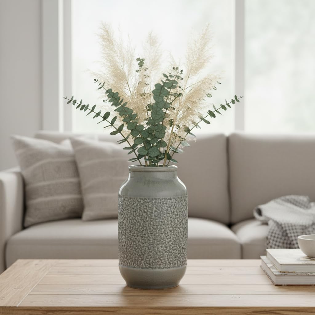 Ceramic Vase / Minimalist Decorative Vases for Flower / Gray / 9 Inch