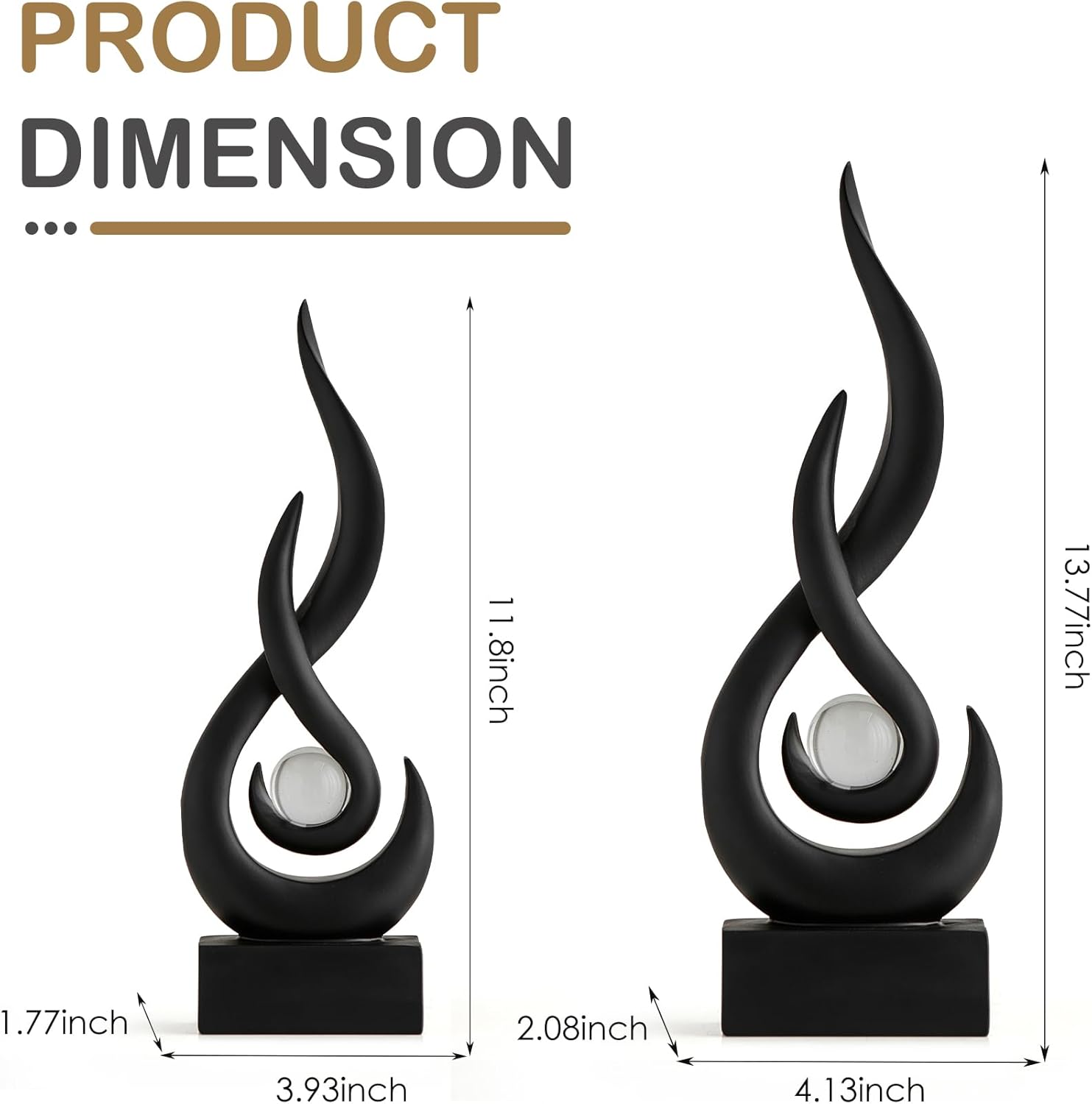 Resin Art Flame Figurines / Black-13.7"h