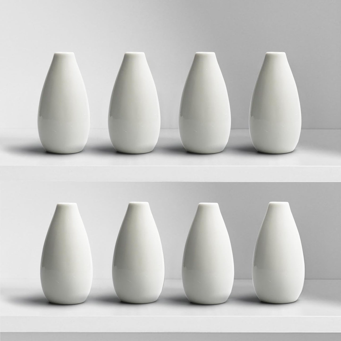 Modern White 4.1'' Small Ceramic Vase / White - Style 2 / Set of 8