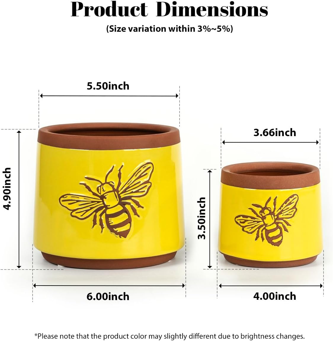 YBX Terracotta Pots / 6+4 Inch / Yellow