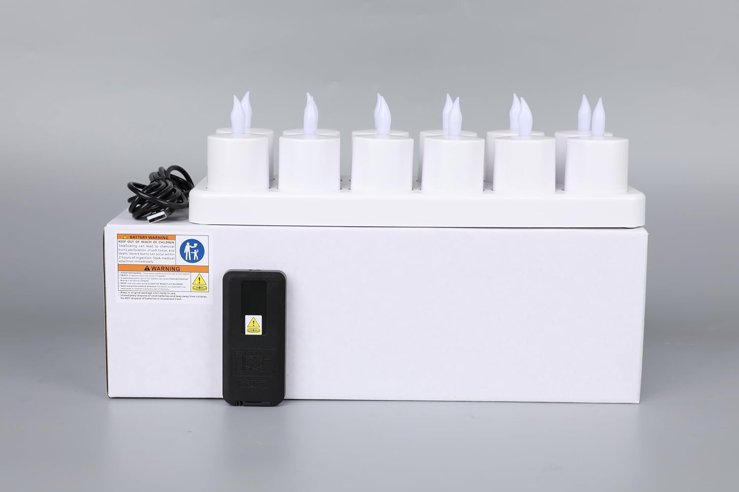 WoneNice 12 pcs Rechargeable Flameless Tealight Candles with Remote & Timer | Battery-powered LED Tealight w/ Charging