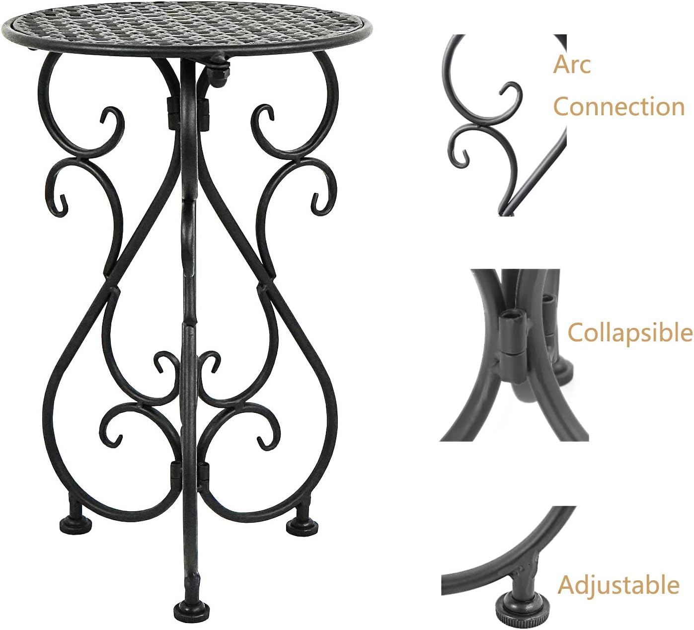 NAKUPE Plant Stand Indoor & Outdoor Flower Pot Stand 17" Tall Metal Plant Table,Single Planter Holder for Patio, Porch