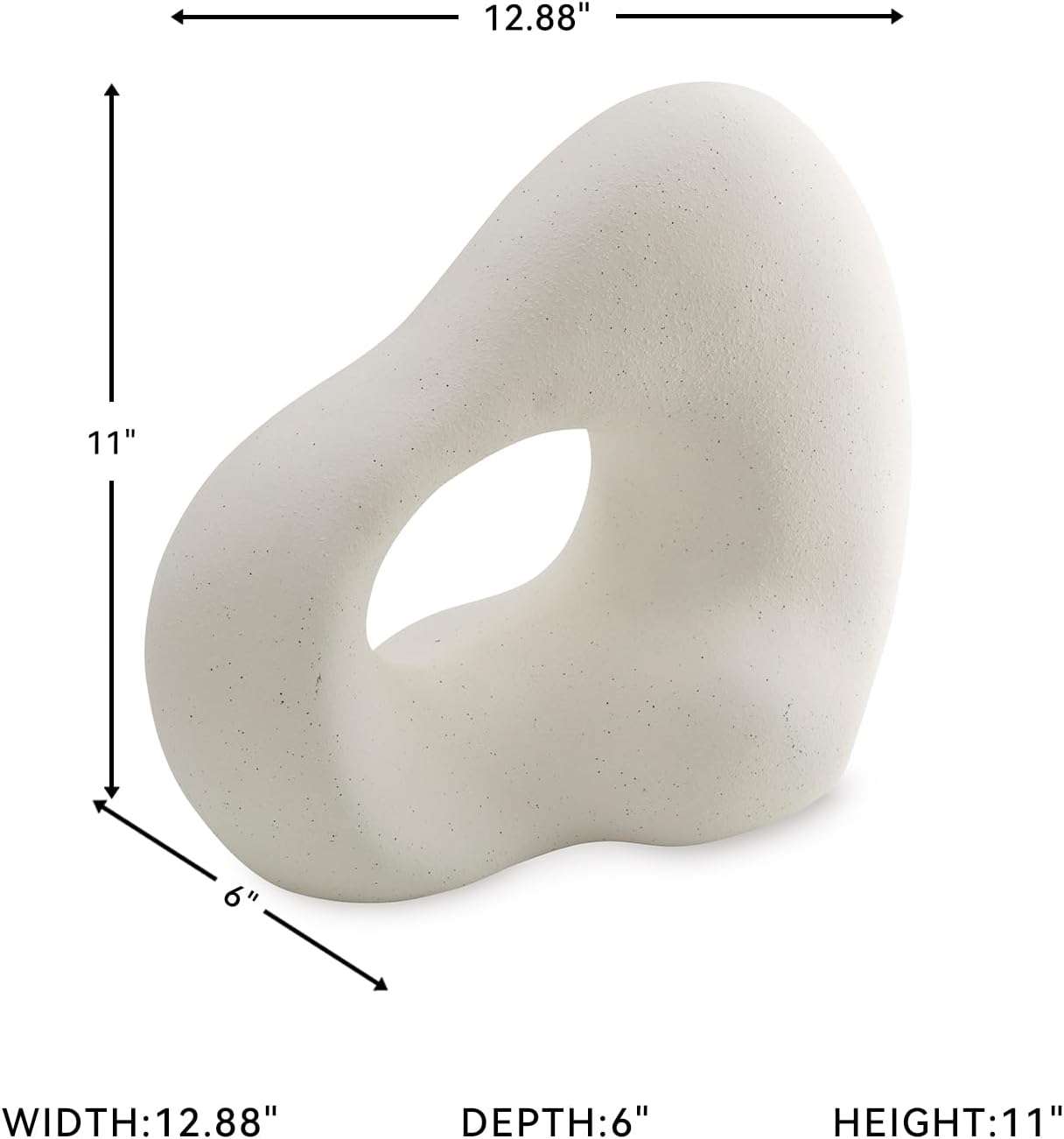 Arthrow Modern in. Ceramic Abstract Sculpture / 13" W x 6" D x 11.25" H / White / 11 Inch