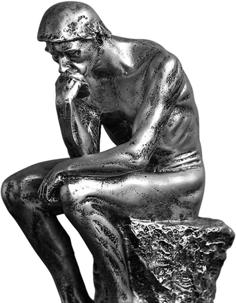 Resin Thinker Statue Thinker Figurine Thinking Man Sculptures / Silver