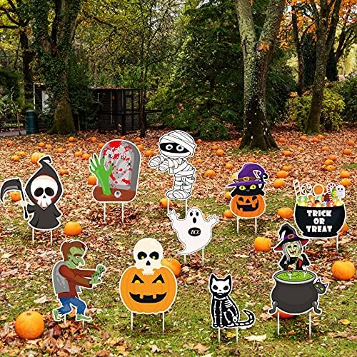 Jetec 10 Pcs Halloween Yard Signs with 20 Stakes