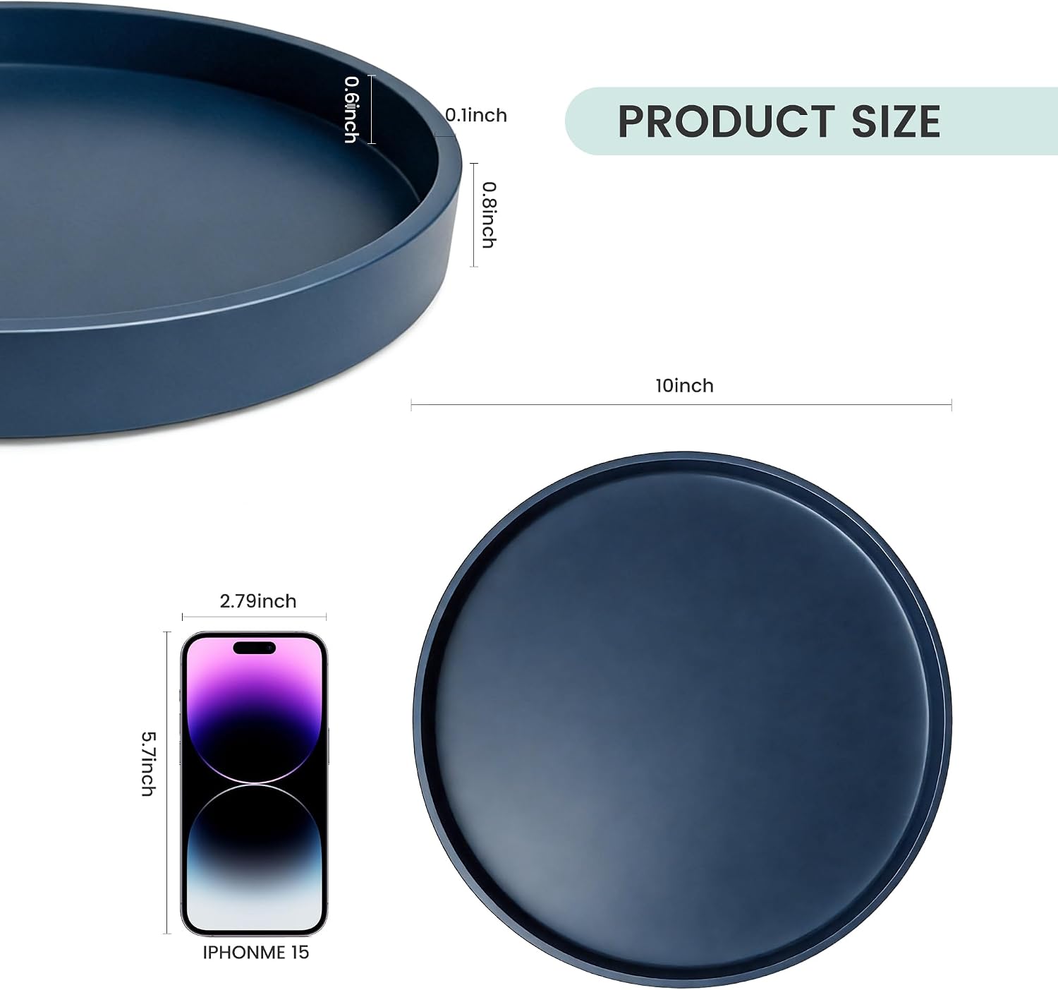 Candles / 10" Bathroom and Vanity Tray / Blue / Set of 10