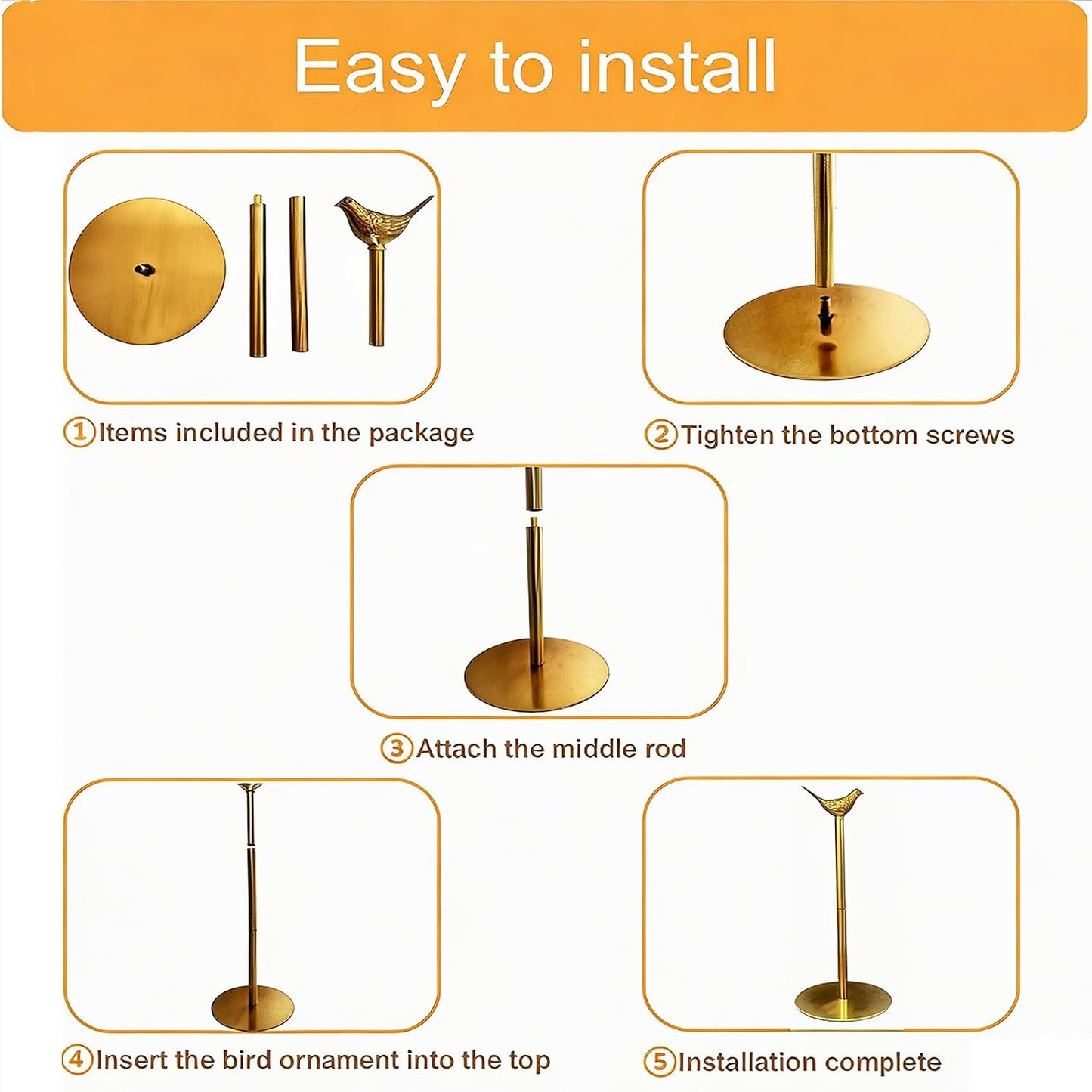 Gold Paper Towel Holder Countertop Brass Papertowel Holder with Removable Bird Decor