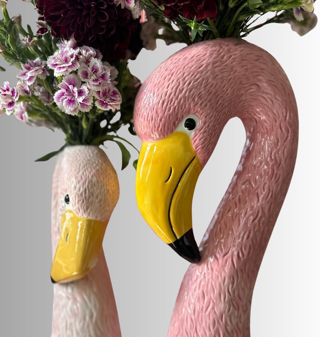 Ceramic Flamingo Vase Duo / Pink