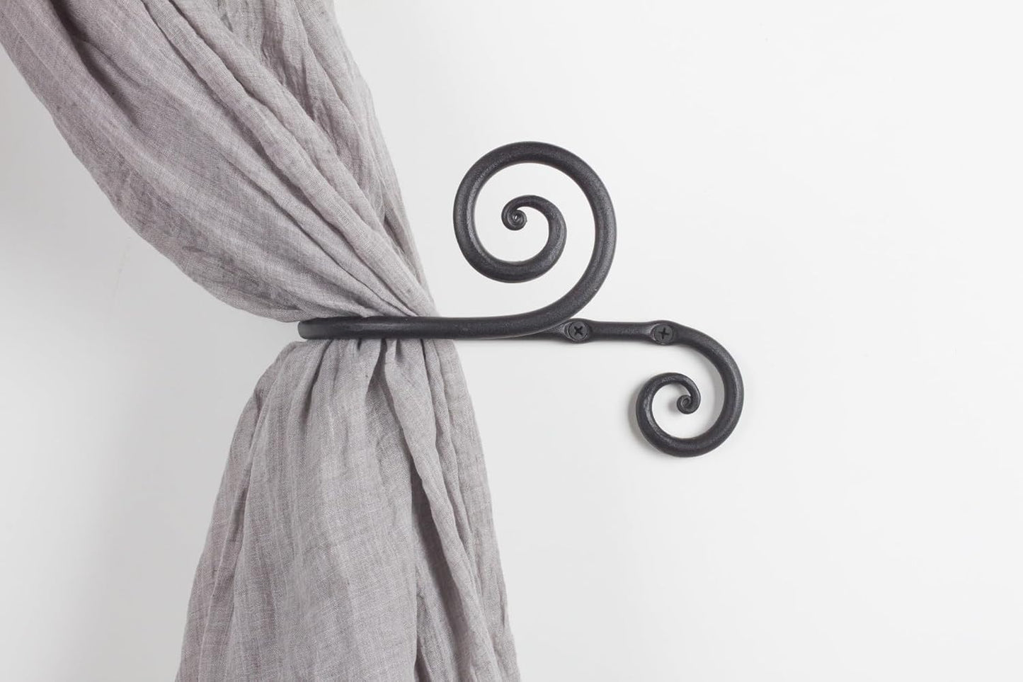 Metal Curtain Tiebacks, Drapery Holders for Wall, 2 Pcs | Farmhouse Wrought Iron Curtain Holdbacks, Ornamental Window