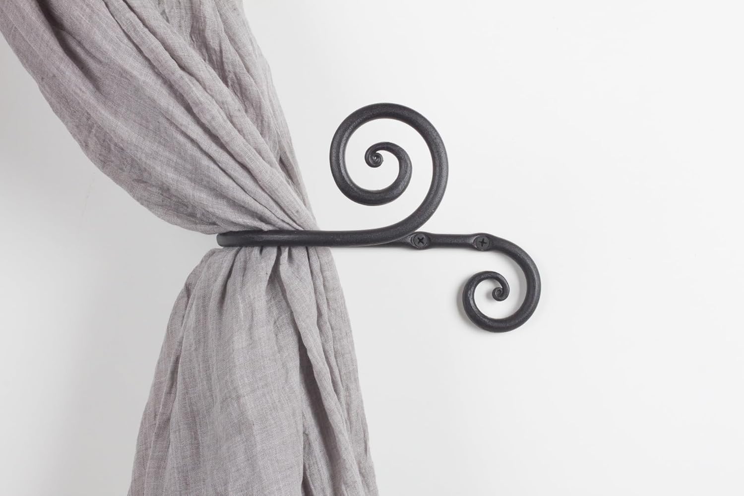 Metal Curtain Tiebacks, Drapery Holders for Wall, 2 Pcs | Farmhouse Wrought Iron Curtain Holdbacks, Ornamental Window