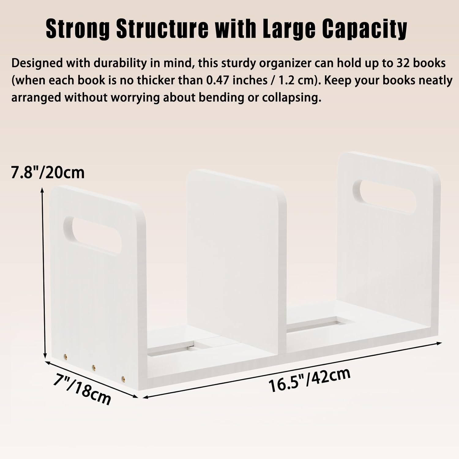 100% Solid Wood Adjustable Desktop Bookshelf / White