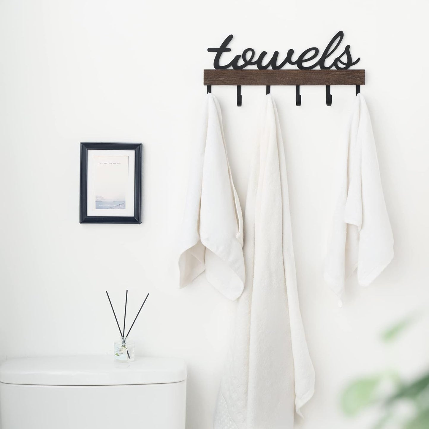 Towel Holder Wall Mount Bathroom Organizer Rustic Farmhouse Home Decor Hanger