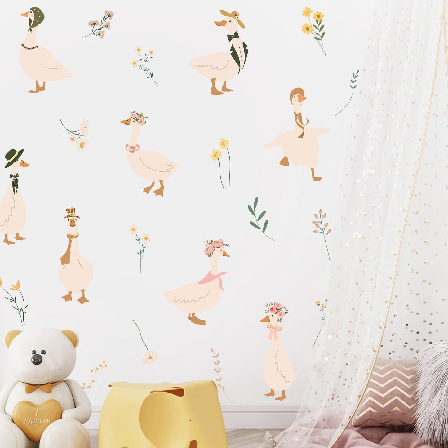 Goose Wall Stickers Watercolor Geese Wall Decals Goose Birthday Decorations Peel and Stick / Boho