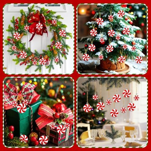 36Pcs Mini Christmas Peppermint Candy Ornaments for Tree