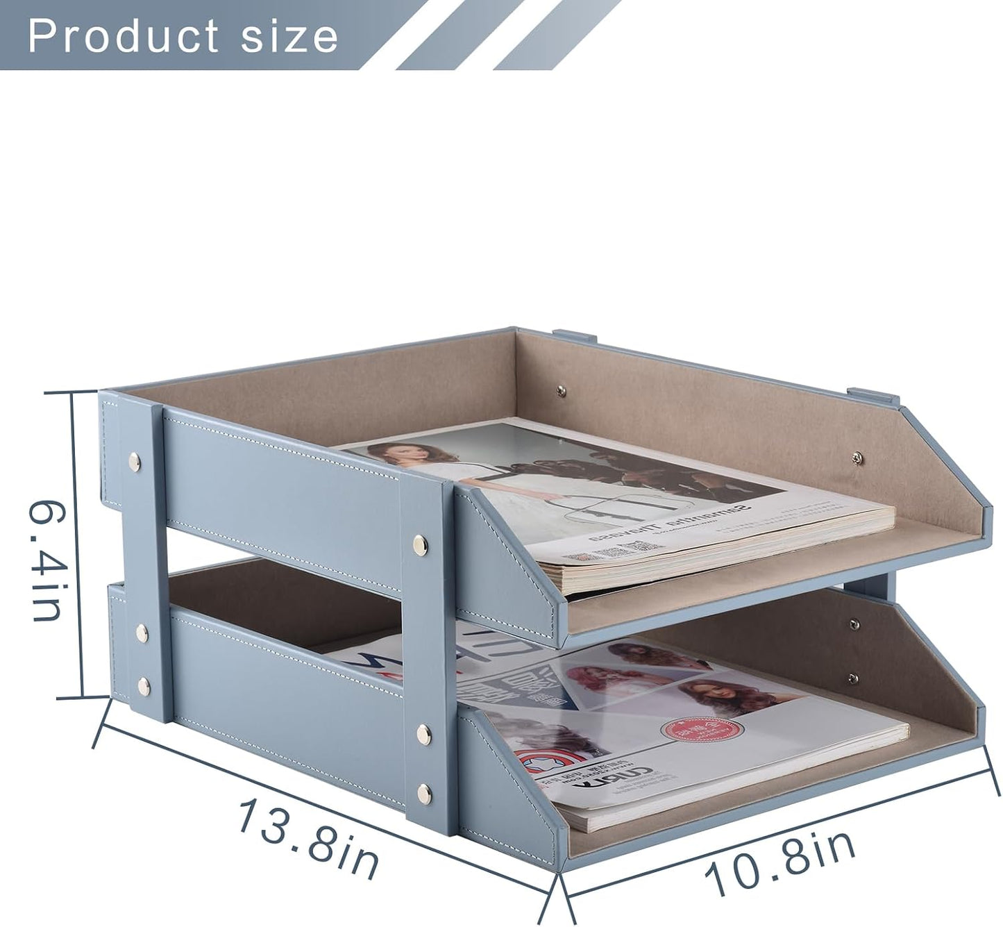 Leather Desk Letter Tray,Office Supplies Paper Organizer for Mail Paper Files Magazines Jewelry Cosmetics,Fashion