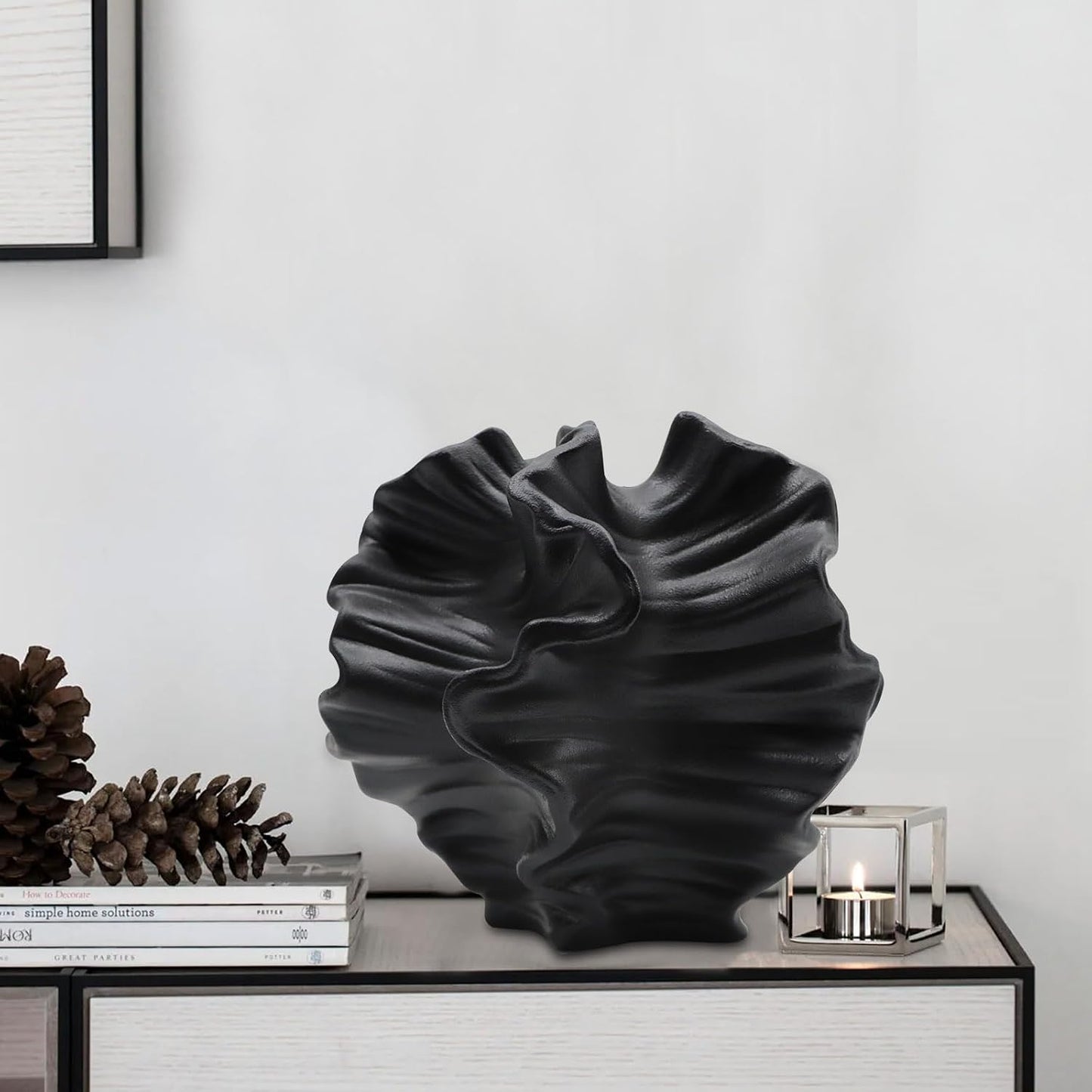 Ceramic Vase / Flower Shape Black / Set of 2