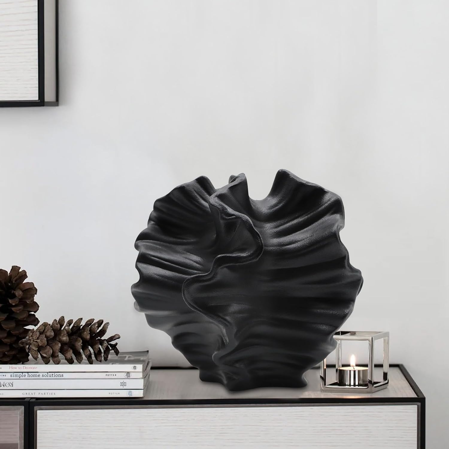 Ceramic Vase / Flower Shape Black / Set of 2