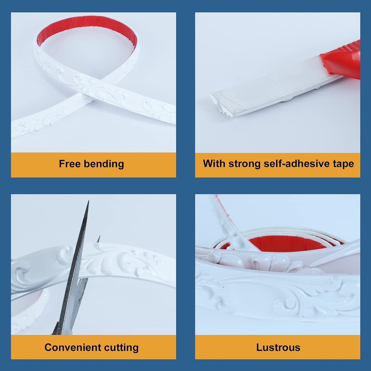 Flexible Molding Trim Wall Trim Self Adhesive / White