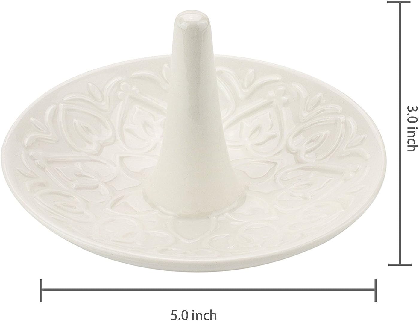 Decorative Ceramic Ring Tray for Jewelry / White
