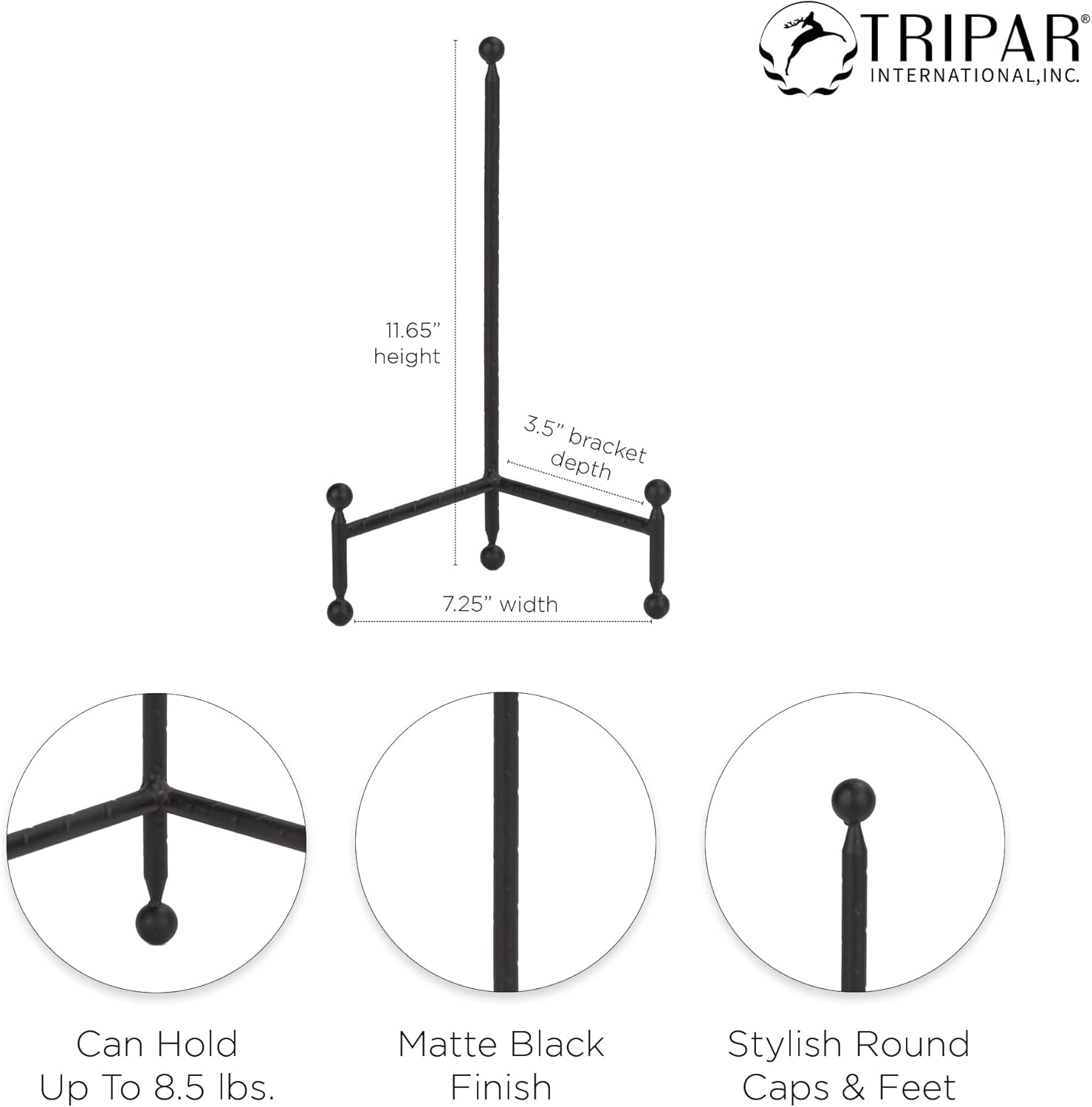 Modern Tripod Easel Display / 12 Inch / Black
