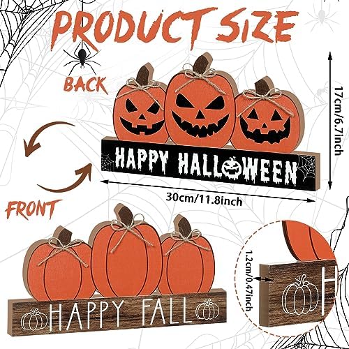 Happy Fall and Halloween Wooden Pumpkin Sign Office Home Decor
