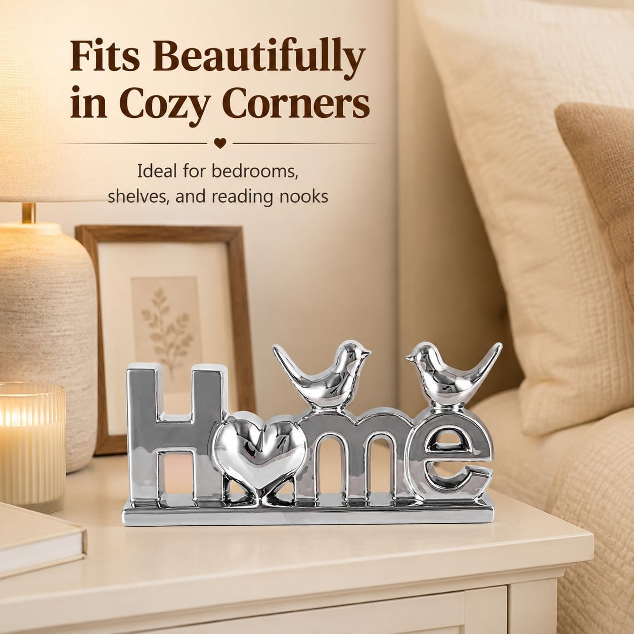 Modern Sculpture Optimized for TV Stand & Floating / Silver