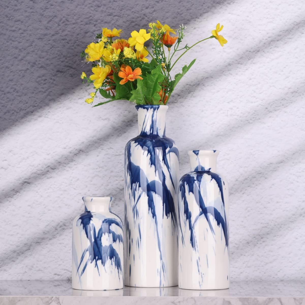 Blue Ceramic Vase Set / Blue & White