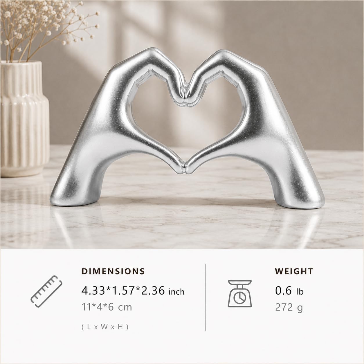 Compact resin love-sign statue / Silver