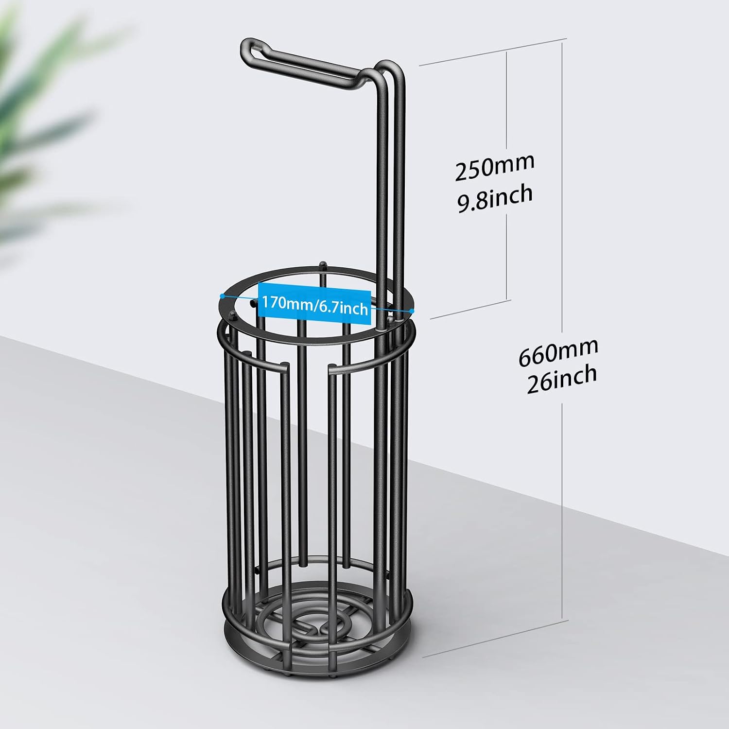 Meangood Toilet Paper Holder Stand and Tissue Paper Roll Dispenser for 4 Mega Rolls, Bathroom Free Standing Tissue Roll
