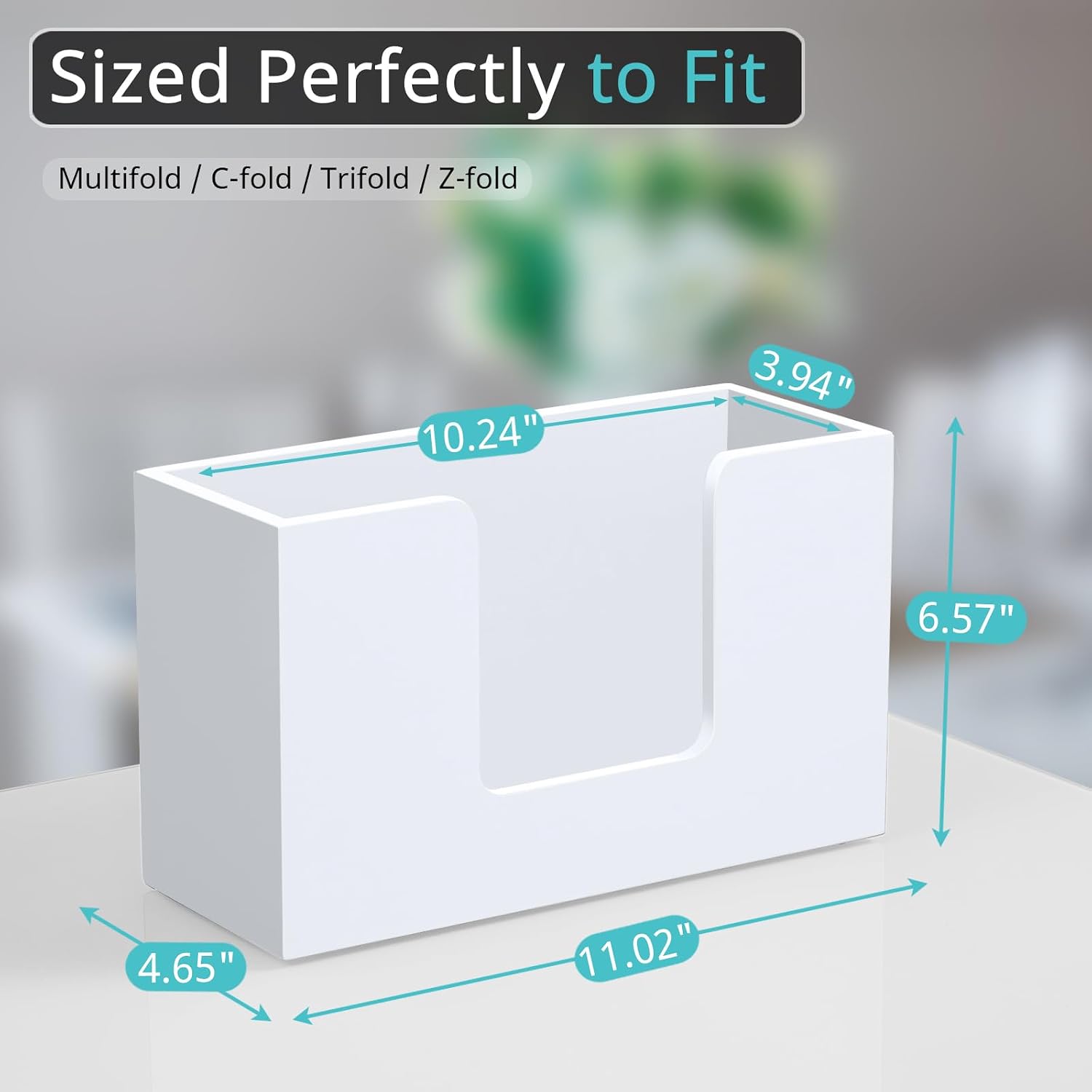 Paper Towel Dispenser Countertop, Wooden Bathroom Paper Towel Holder, White Napkin Holder for Kitchen, Countertop