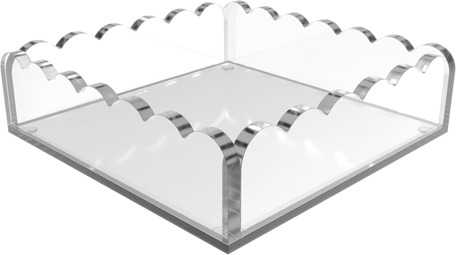 Scalloped Acrylic Tray / Clear / 8 x 8