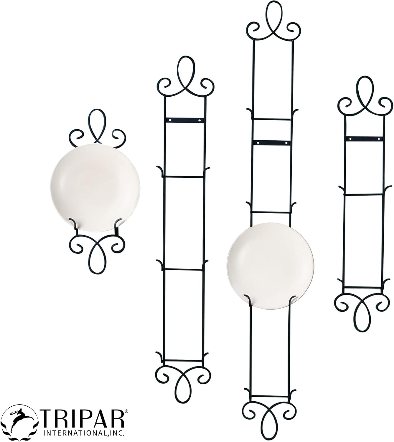 TRIPAR Augusta Narrow Vertical Plate Rack, Black Display (2 Tiers) - Lightweight & Durable - Contains 2 Non-Adjustable