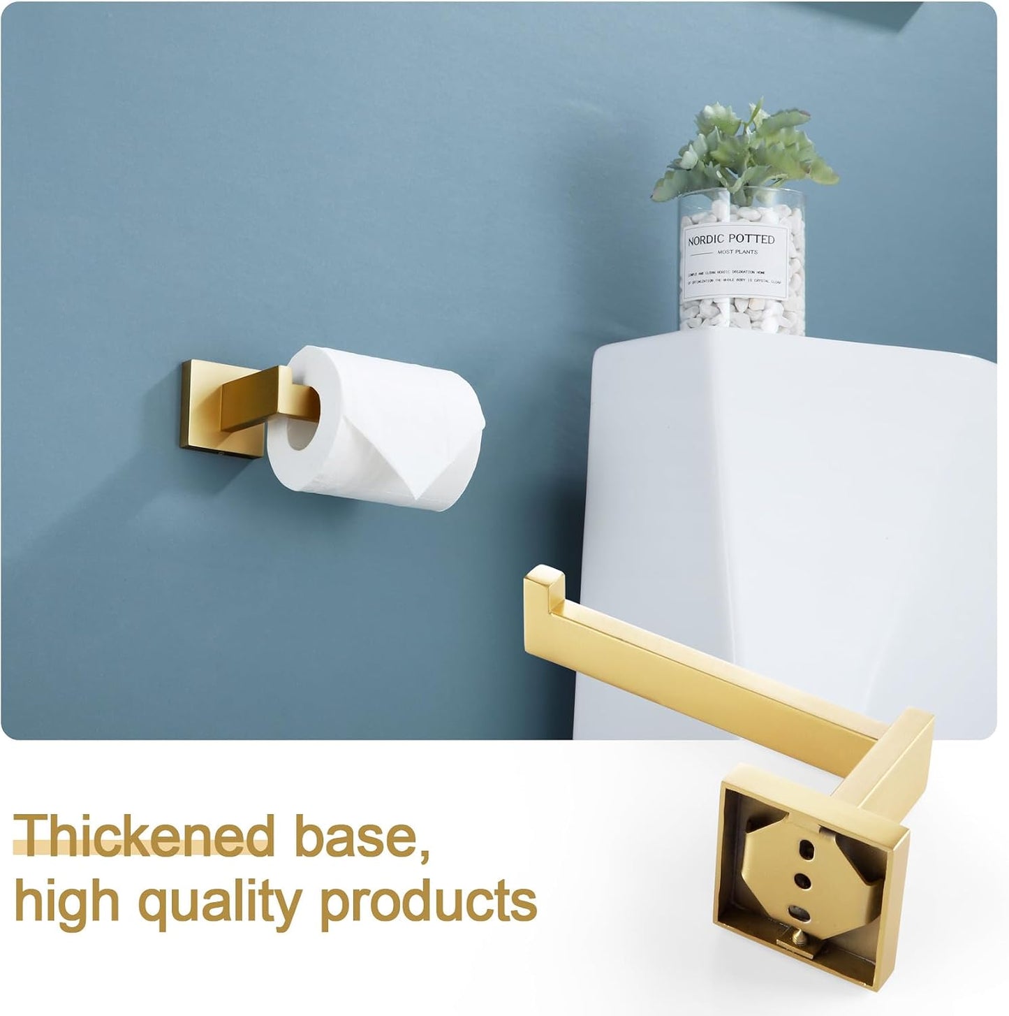KOKOSIRI Gold Toilet Paper Holder Toilet Roll Holder for Bathroom Kitchen Washroom T-304 Stainless Steel Wall Mounted