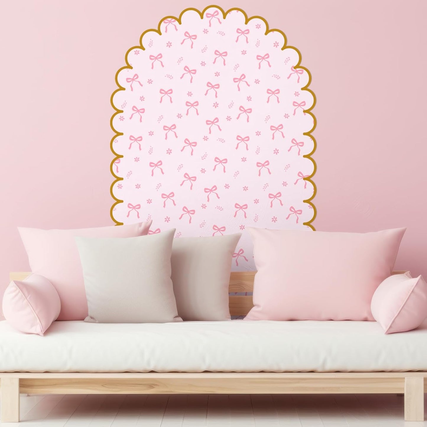 Bow Arch Wall Decals Peel and Stick Large Bow Wallpaper Wall Decal Room Decor / Pink / 58 x 30
