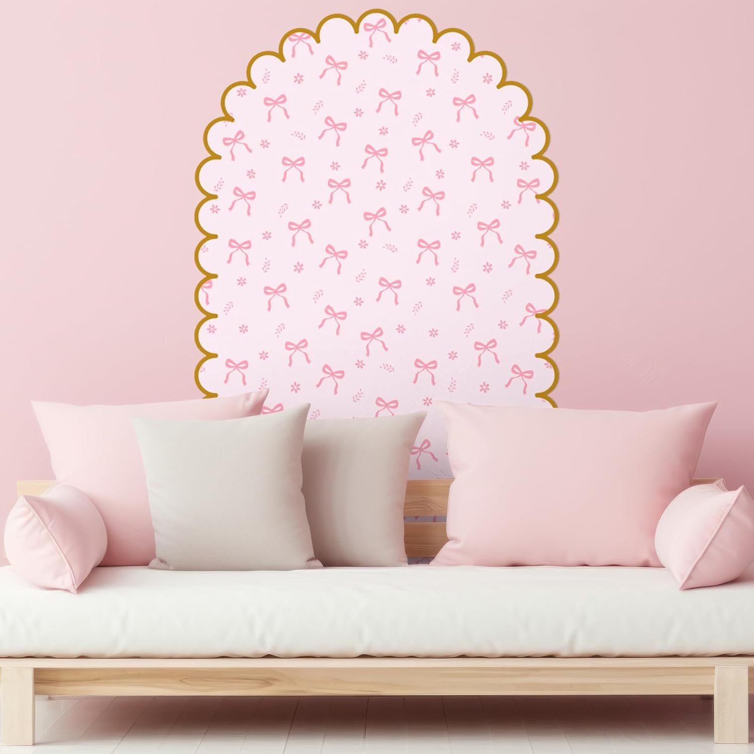 Bow Arch Wall Decals Peel and Stick Large Bow Wallpaper Wall Decal Room Decor / Pink / 58 x 30