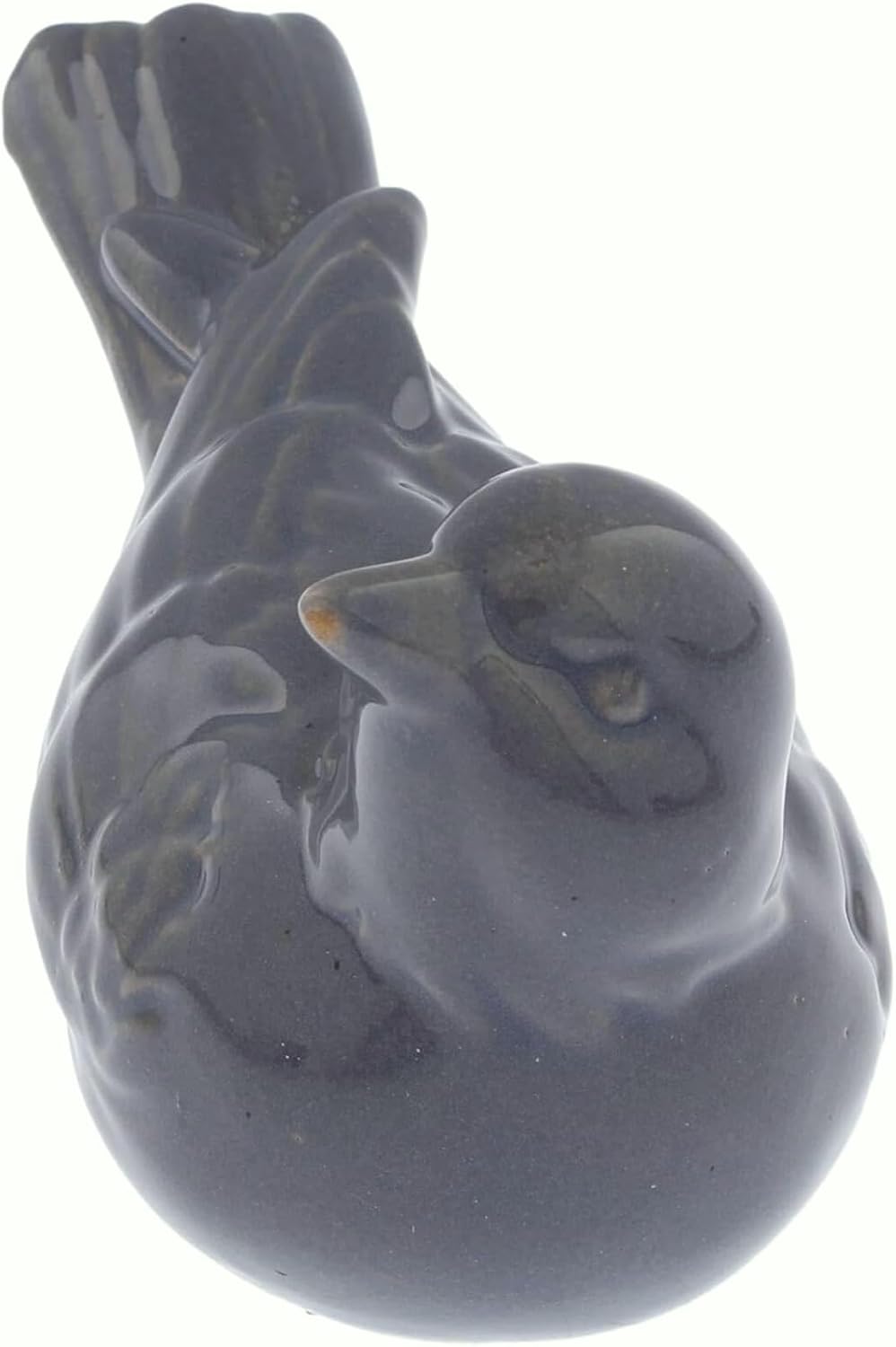 Ceramic Bird Figurine Gray Songbird / Blue