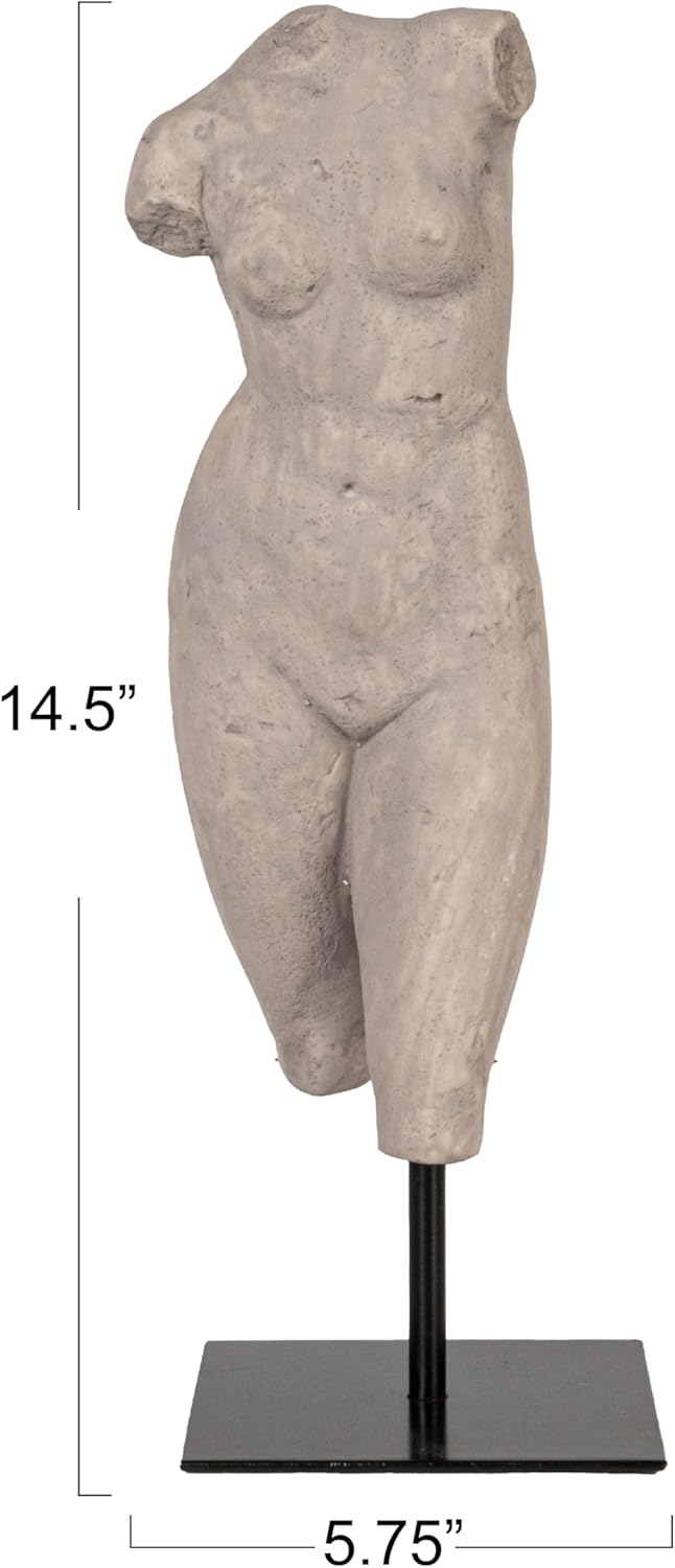 Sculptural Resin Female Figure on Metal Stand / Grey Finish
