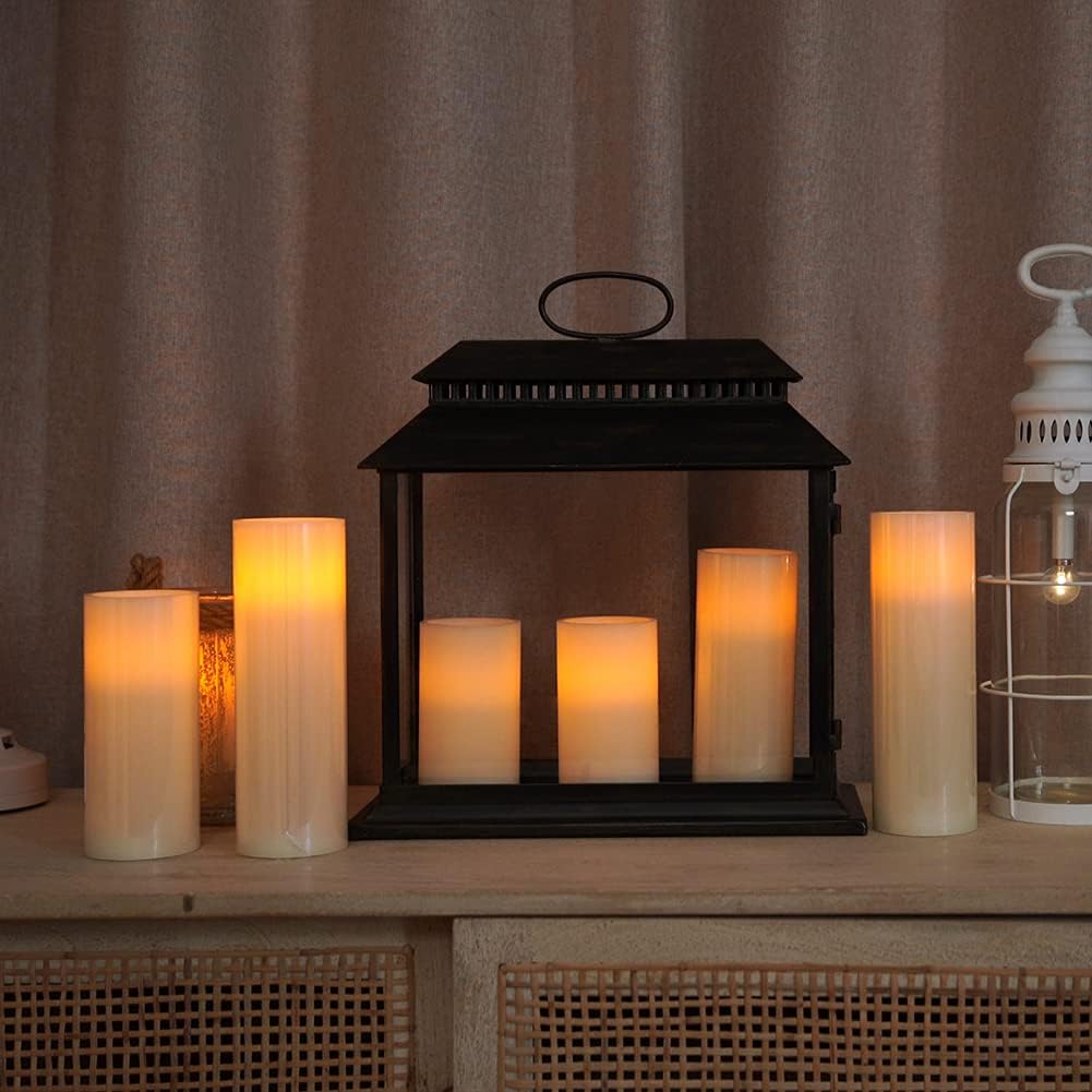 Homemory Real Wax Flickering Flameless Candles Battery Operated, 9" x 3" | LED Pillar Candles with Timers and 2 Remote