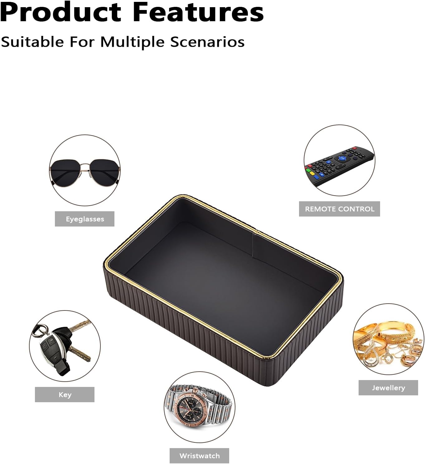 PU Leather Valet Tray / Gray