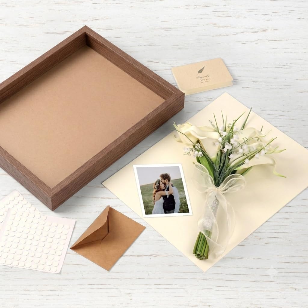 6 Pcs Shadow Box Frame 8x10 - 1.2" Deep Frame Display Case Walnut