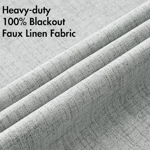MIULEE 100% Blackout Linen Curtains for Bedroom 52x63 Inches Glacier Gray