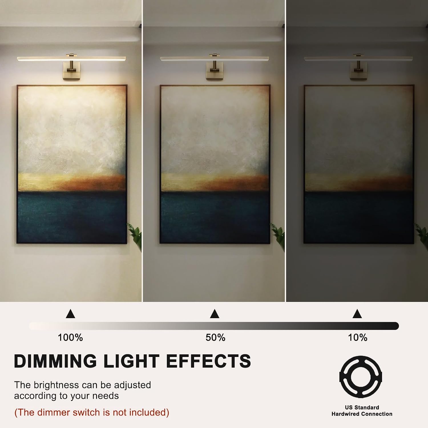 LED Modern Dimmable Picture Lights for Wall 23.62 Inch Hard-Wired Picture Frame Lights for Paintings Gallery Light with